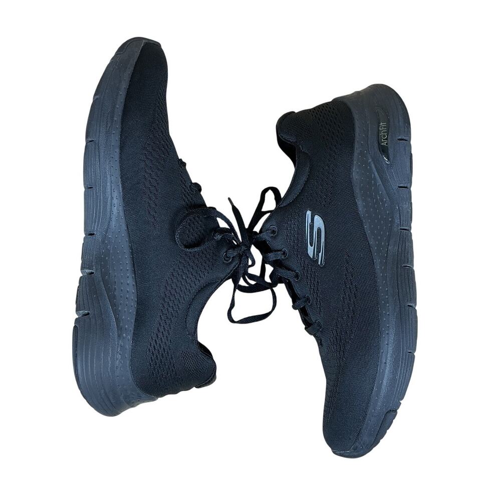 Skechers Arch Fit Shoes Sneakers Women 10 Wide Black Walking Athletic 149057W